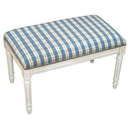 123 Creations Plaid-Blue Fabric Upholstered Bench C697WBC